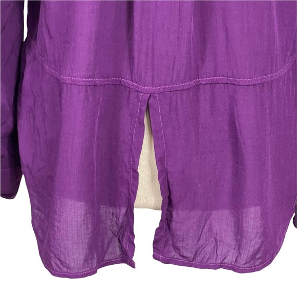 Bella Dahl Split Back Button Front Roll Tab Sleeve Purple Top Size XS - Picture 9 of 11